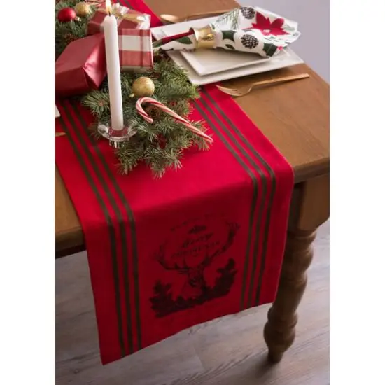 DII&reg; 108" Red Stag Christmas Print Table Runner {9}