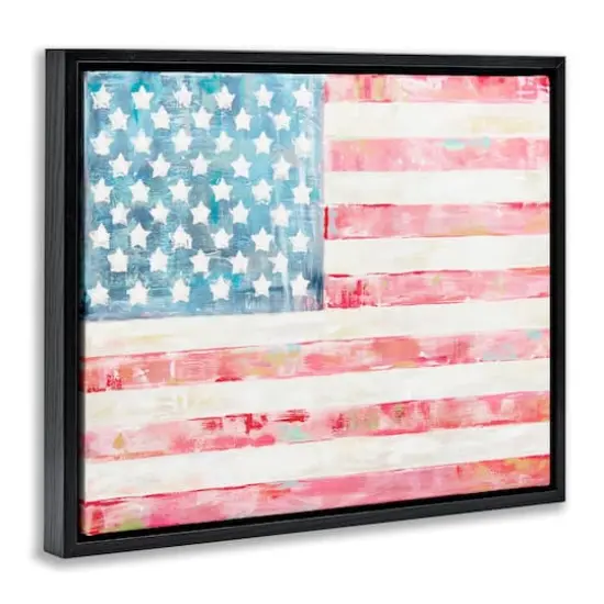 Stupell Industries Patriotic Brushed Flag Floater Framed Art Black {4}