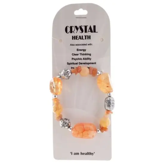 John Bead Crystal Orange-Dyed Citrine Natural Stone Bracelet {1}