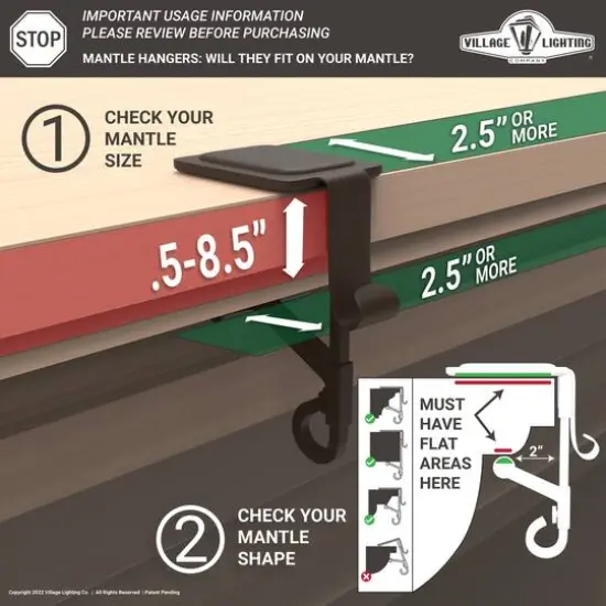 Village Lighting Mantel Garland & Stocking Hanger, 3ct. White {11}