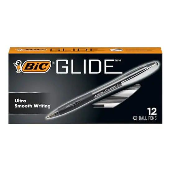 BIC&reg; Glide&trade; Black Medium Point 1mm Retractable Ball Pen, 12ct. {1}