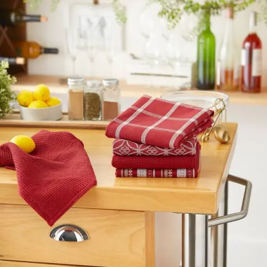 DII&reg; Dish Towel & Dishcloth Set Barn Red {4}