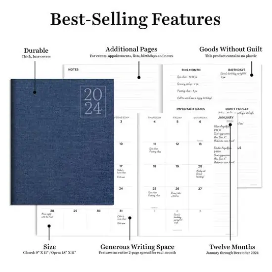 2024 Denim Large Monthly Planner {6}