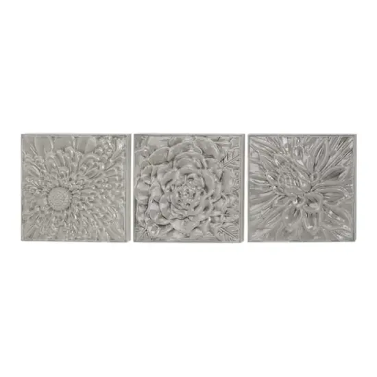 Gray Metal Floral Contemporary Wall D&eacute;cor Set {3}