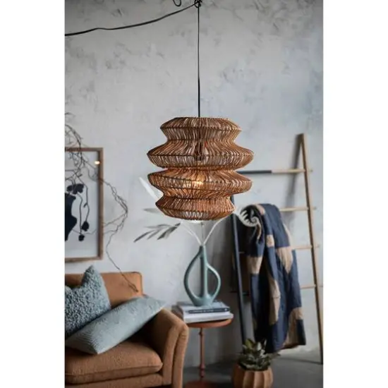 Hello Honey® 16" Boho Natural Woven Rattan Sculptural Pendant Light {10}