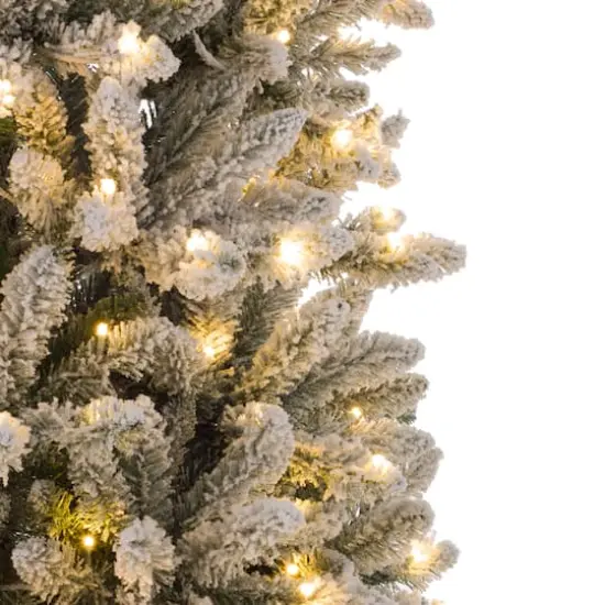 9ft. Pre-Lit Flocked Fir Artificial Christmas Tree, Warm White LED Lights {5}