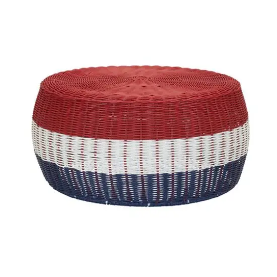 Household Essentials 9" Metal Woven Storage Ottoman Red Stripe {1}