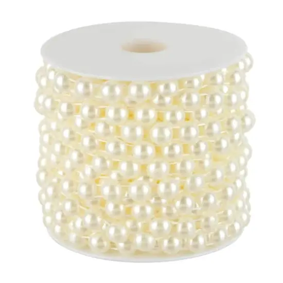10mm Round Flatback Plastic Pearl Bead Garland, 50ft. by Bead Landing&trade; Ivory {3}