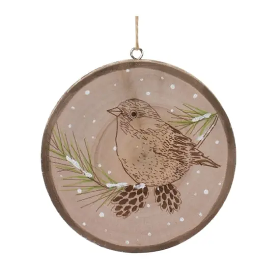12ct. 4" Wood Bird Tree Disc Ornament Set {4}