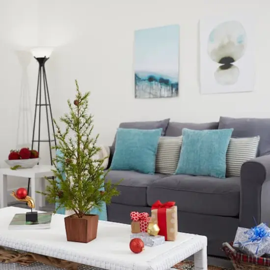 28" Unlit Alpine Artificial Potted Christmas Tree {5}