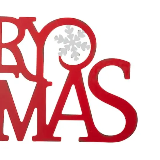 Glitzhome&reg; 24" Red Merry Christmas Metal Wall D&eacute;cor {7}