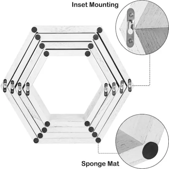 NEX&trade; Hexagon Honeycomb Floating Shelves Set White {5}