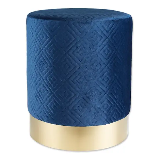 16.5" Navy Blue Velvet Stool {1}
