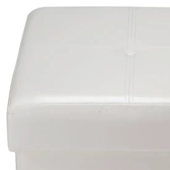 Simplify Faux Leather Double Folding Storage Ottoman Ivory {9}
