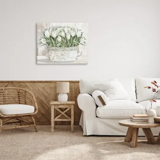 Stupell Industries Fresh White Tulip Flowers Vintage Canvas Wall Art {3}