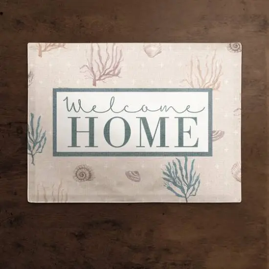 Welcome Home Multi Shell Coral & Plus Cotton Twill Placemat White/Blush {3}