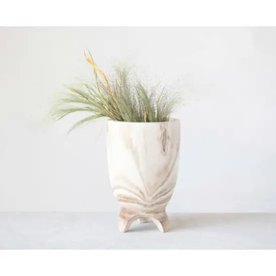 Hello Honey&reg; 13" Decorative Paulownia Wood Footed Planter {7}