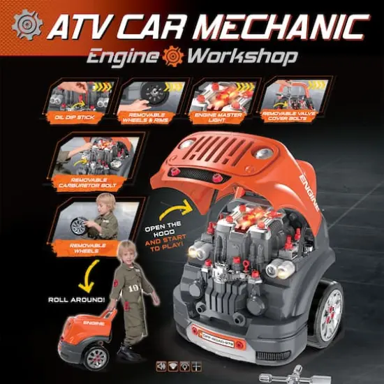 The Bubble Factory Orange ATV Car Mechanic Engine Workshop {7}