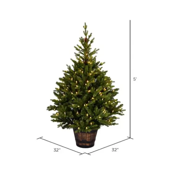 5ft. Pre-Lit Reeder Pine Artificial Christmas Tree In Barrel Planter, Clear Dura-Lit&reg; LED Lights {4}