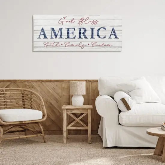 Stupell Industries God Bless America Faith Family Freedom Hanging Sign Canvas Wall Art {3}