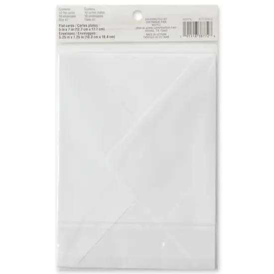 10 Sets of White Flat Cards & Envelopes by Recollections&trade;, 5" x 7" {6}