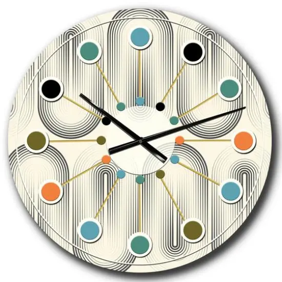 Designart 'Retro Curved Minimal Geometric Ornament I Mid-Century Modern Wall Clock {1}