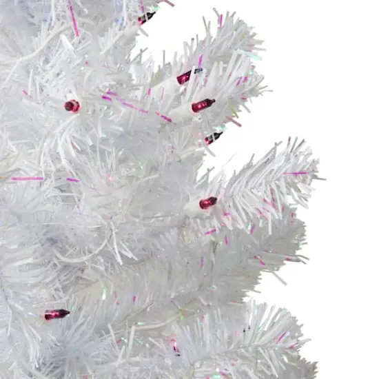 3ft. Pre-Lit White Iridescent Pine Artificial Christmas Tree, Purple Lights {3}