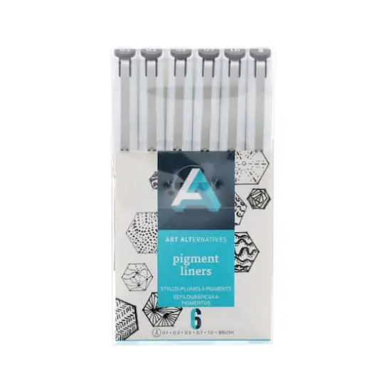 Art Alternatives Black Pigment Liner Brush Pen 6 Piece Set {1}