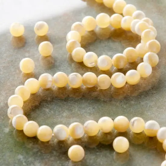 Natural Amber Mother of Pearl Beads, 4mm by Bead Landing&trade; {3}