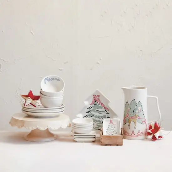 Hello Honey&reg; 2qt. Multicolor Reindeer Stoneware Pitcher {3}