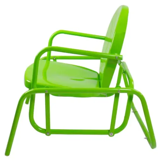 Outdoor Retro Metal Tulip Glider Patio Chair Lime Green {5}