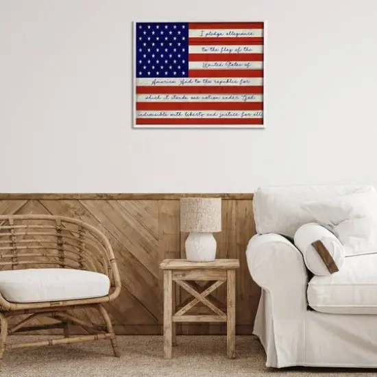 Stupell Industries Pledge of Allegiance Flag Framed Giclee Art White {3}