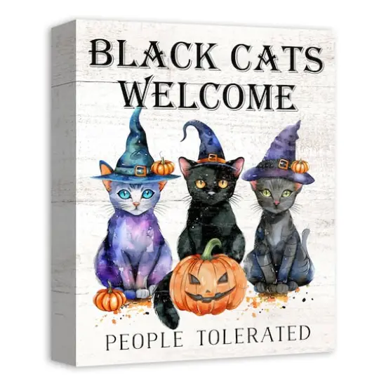 Black Cats Welcome 16" x 20" Canvas Wall Art {3}