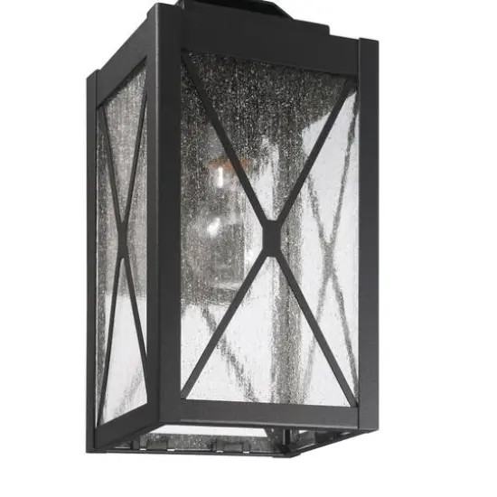 Hello Honey&reg; Charleston Matte Black Farmhouse Rectangular Metal & Glass Wall Mounted Outdoor Light {6}