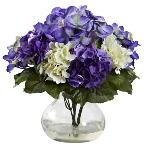 11" Mixed Hydrangea Arrangement in Vase {1}