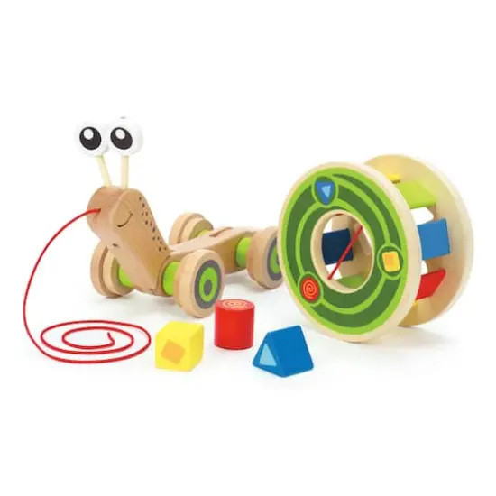 Hape Walk-A-Long Snail Wooden Toddler Pull Toy {4}