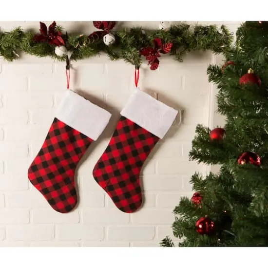 DII&reg; Red & Black Buffalo Check Holiday Stockings Set {4}