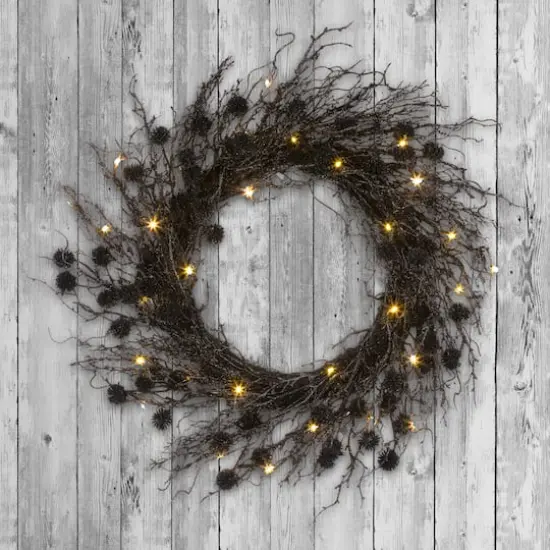 24" Halloween Deadwood Pre-Lit LED Wreath {3}