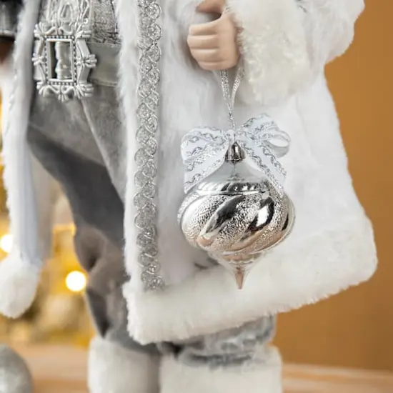 Glitzhome&reg; 18" Faux Fur Christmas Frosty Santa Figurine {7}