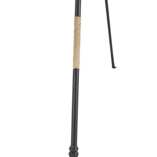 64" Black Metal Slim Foldable 2-Tier Easel with Wrapped Rattan Accents {11}