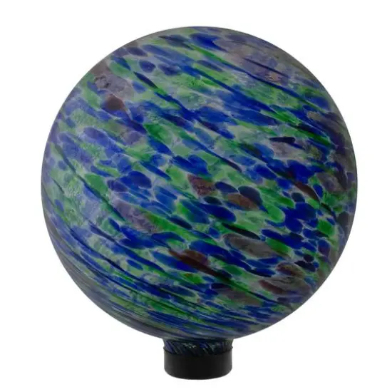 10" Green & Blue Swirl Designed Garden Gazing Ball {1}