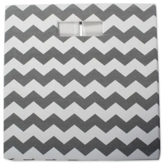 DII&reg; 11" Chevron Stripes Polyester Storage Cube Gray {6}