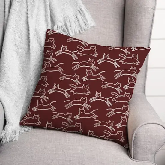 Kittens Indoor/Outdoor Pillow Maroon {3}