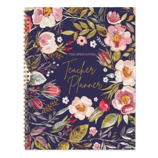 TF Publishing Large Navy Botanical Floral Undated Weekly Teacher Planner {1}