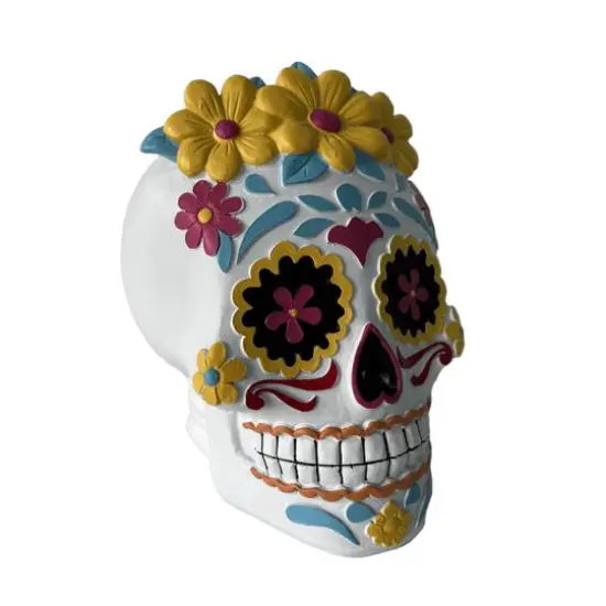 8.75" Sugar Skull with Flower Crown Tabletop Décor by Ashland® {3}