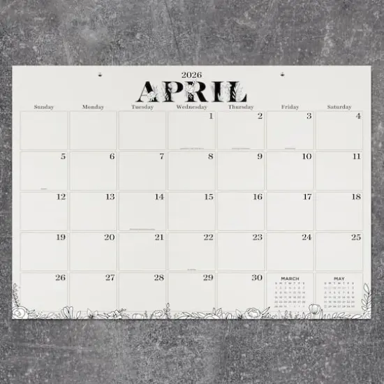 2026 Floral Medium Desk Pad Monthly Blotter Calendar {5}