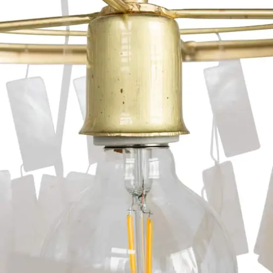 Hello Honey&reg; Marina Small Round Gold Metal & Natural Capiz Chandelier Style Pendant Ceiling Light {7}