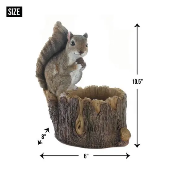 10.5'' Squirrel Tree Trunk Bird Feeder {4}