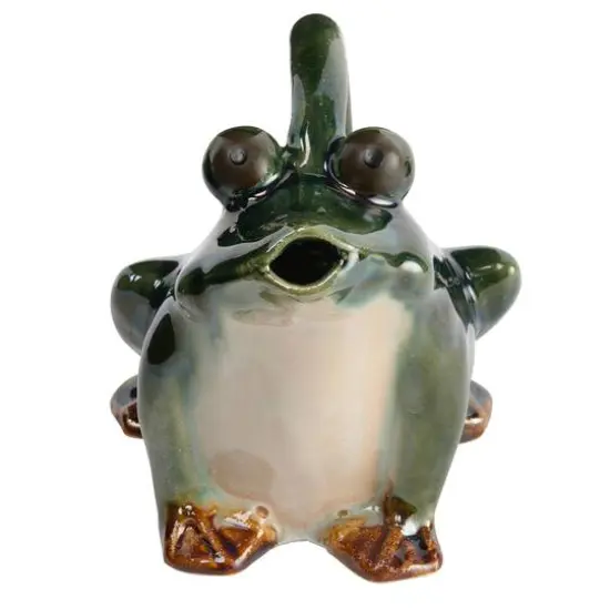 Hello Honey&reg; 7.5" Green Stoneware Frog Watering Pitcher {6}