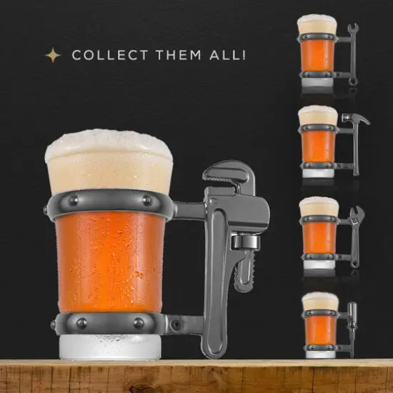 JoyJolt&reg; Tools Collection 17oz. Pipe Wrench Handle Single Beer Mug {7}